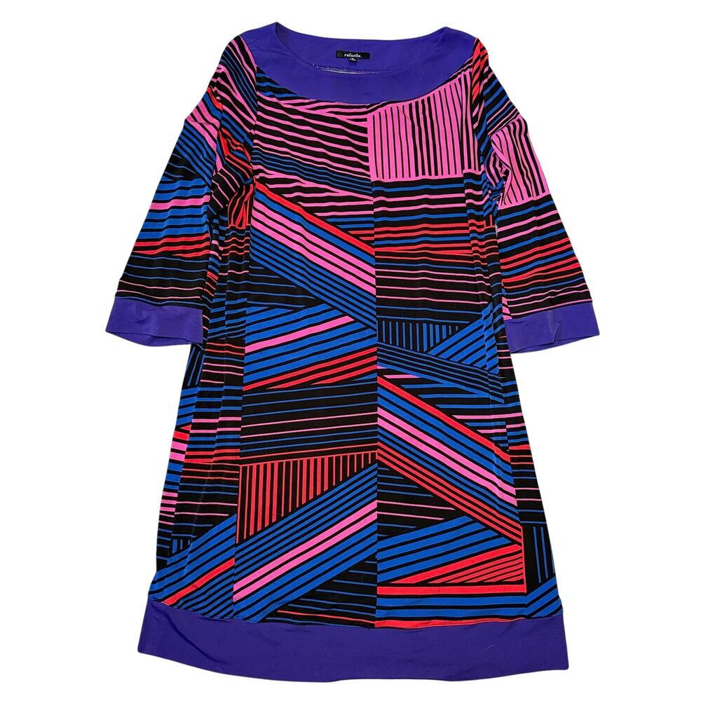 Rafaella Women’s Shift Dress L Geometric Pattern Purple Multi